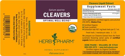 Photo of the Herb Pharm Cleavers label