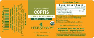 Photo of the Herb Pharm Coptis label