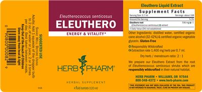 Photo of the Herb Pharm Eleuthero label