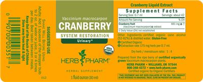 Photo of the Herb Pharm Cranberry label