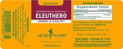 Photo of the Herb Pharm Eleuthero Glycerite label