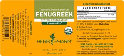 Photo of the Herb Pharm Fenugreek label