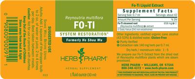 Photo of the Herb Pharm Fo-Ti label