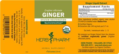 Photo of the Herb Pharm Ginger label