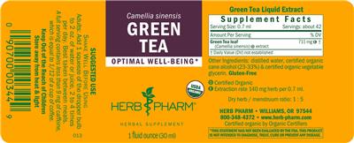 Photo of the Herb Pharm Green Tea label