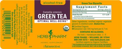 Photo of the Herb Pharm Green Tea Alcohol-Free label
