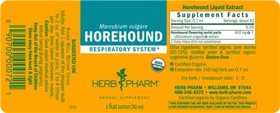 Photo of the Herb Pharm Horehound label