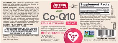 Photo of the Jarrow Formulas Co-Q10 100 mg label