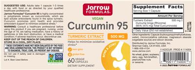 Photo of the Jarrow Formulas Curcumin 95 500 mg label