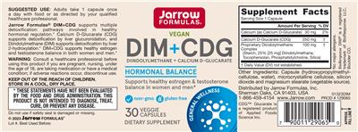 Photo of the Jarrow Formulas DIM+CDG label