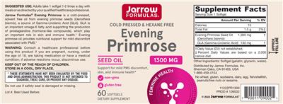 Photo of the Jarrow Formulas Evening Primrose 1300 mg label