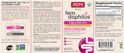 Label of Fem Dophilus 5 Billion CFU