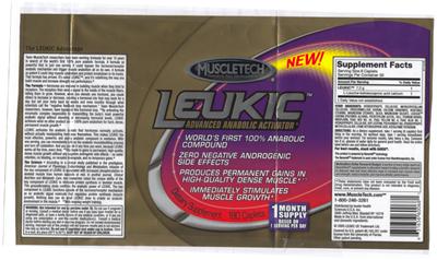 Photo of the MuscleTech Leukic Advanced Anabolic Activator label