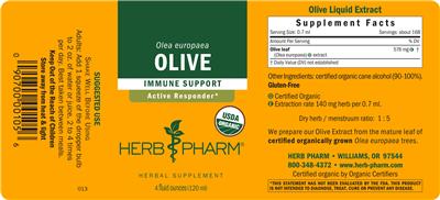 Photo of the Herb Pharm Olive label