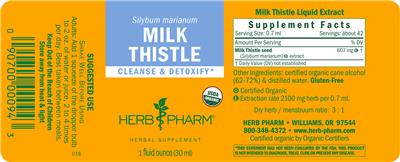 Photo of the Herb Pharm Milk Thistle label