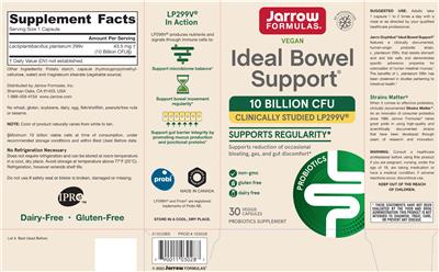 Label of Ideal Bowel Support 10 Billion CFU