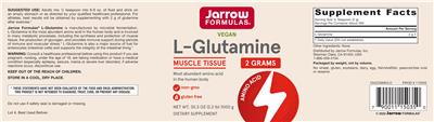 Photo of the Jarrow Formulas L-Glutamine 2 grams label