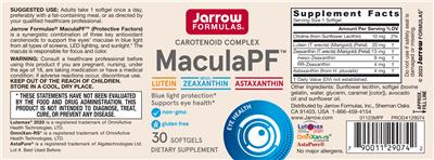 Photo of the Jarrow Formulas MaculaPF label