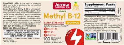 Methyl B-12 1000 mcg Lemon のラベル画像（NIH DSLD）