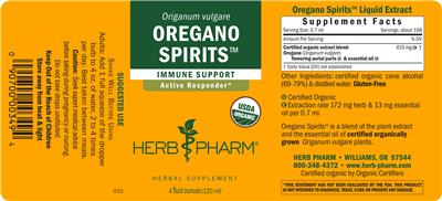 Photo of the Herb Pharm Oregano Spirits label