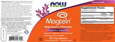 Product label for Magtein