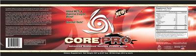 Photo of the Core Nutritionals Core Pro Cinnamon Roll label