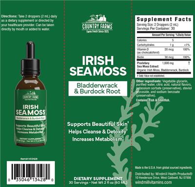 Photo of the Country Farms Irish Seamoss Liquid label