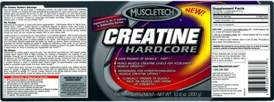 Photo of the MuscleTech Creatine Hardcore label
