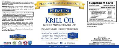 Photo of the Premium Certified Krill Oil label