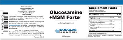 Photo of the Douglas Laboratories Glucosamine +MSM Forte label