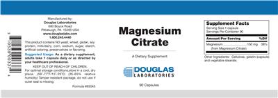 Photo of the Douglas Laboratories Magnesium Citrate label
