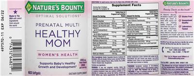 Photo of the Nature's Bounty Optimal Solutions Healthy Mom Prenatal Multi label