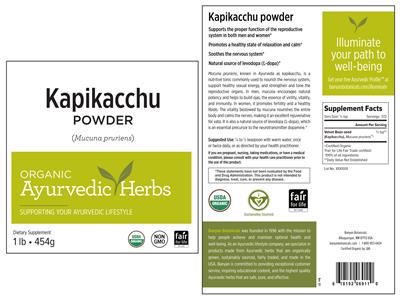 Photo of the Banyan Botanicals Kapikacchu Powder label