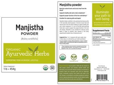 Photo of the Banyan Botanicals Manjistha Powder label