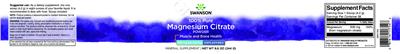 Photo of the Swanson Magnesium Citrate Powder Unflavored label