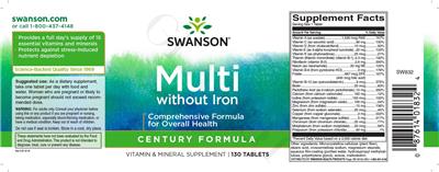 Photo of the Swanson Multi without Iron label