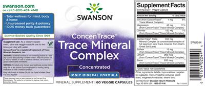Photo of the Swanson ConcenTrace Trace Mineral Complex label