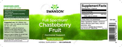 Photo of the Swanson Full Spectrum Chasteberry Fruit 400 mg label