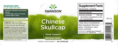 Photo of the Swanson Chinese Skullcap 400 mg label