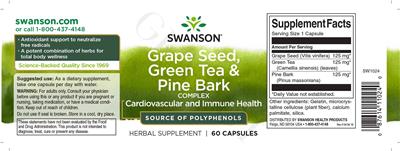 Photo of the Swanson Grape Seed, Green Tea & Pine Bark Complex label