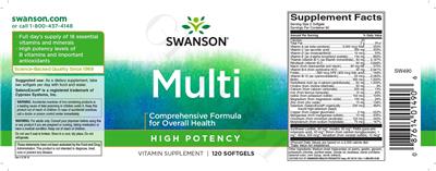Photo of the Swanson Multi High Potency label