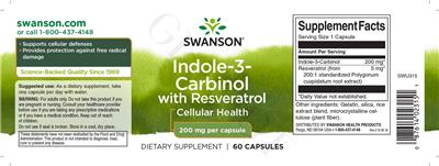 Photo of the Swanson Indole-3-Carbinol with Resveratrol label