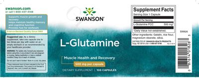 Photo of the Swanson L-Glutamine 500 mg label