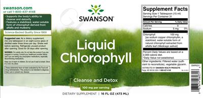 Photo of the Swanson Liquid Chlorophyll 100 mg label