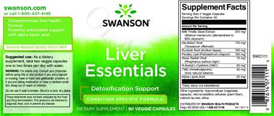 Photo of the Swanson Liver Essentials label