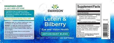Photo of the Swanson Lutein & Bilberry label