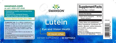 Photo of the Swanson Lutein 40 mg label