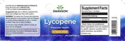 Photo of the Swanson Lycopene 20 mg label