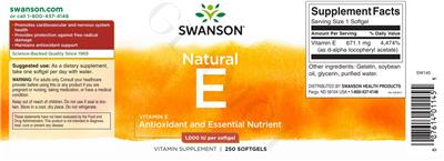 Photo of the Swanson Natural Vitamin E 1,000 IU label