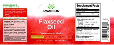 Photo of the Swanson Flaxseed Oil 1 gram label